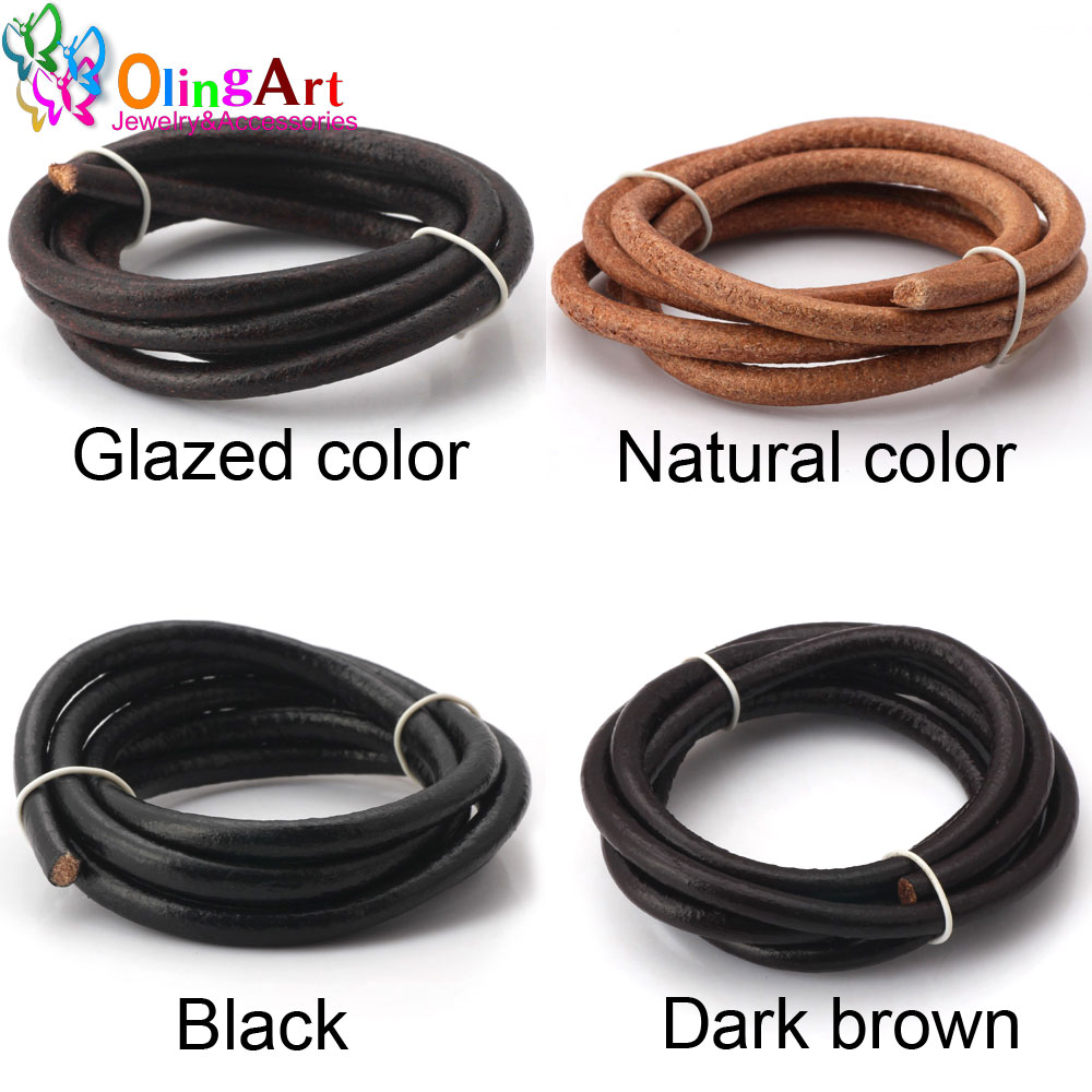 Leatherwork Diy - Olingart Dia 1.5/2/3/4/5/6mm Nero/Naturale/Marrone/Smalto Cavo Rotondo