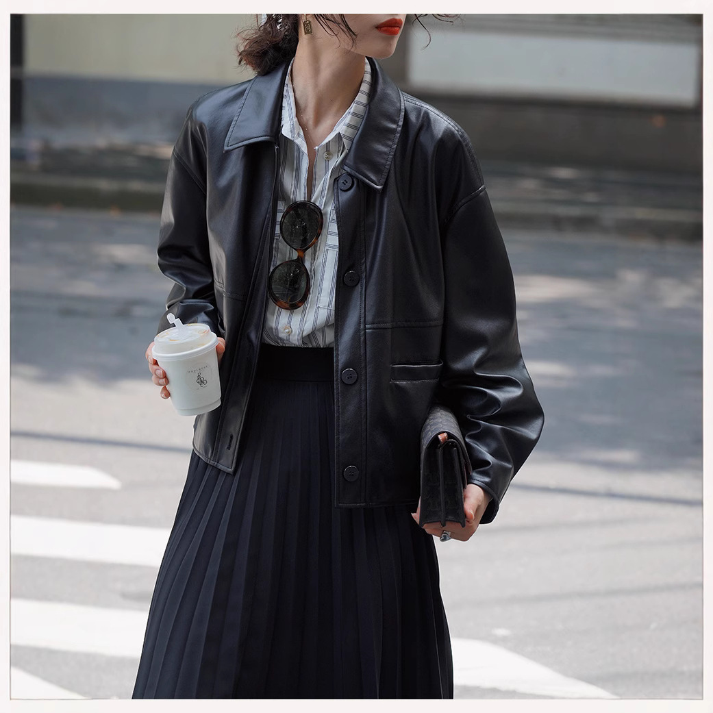 Leather Work Jacket Women'S - Cappotti corti da donna Giacche in